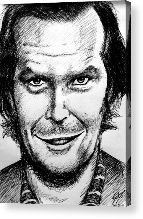 Wallpaper Buy Art Print Phone Case T-shirt Beautiful Duvet Case Pillow Tote Bags Shower Curtain Greeting Cards Mobile Phone Apple Android Jack Nicholson Sketch Jack Nicholson Portrait One Flew Over Cuckoo's Nest Joker Evil Haunted Scary Sketch The Shining Hollywood Movie Canvas Framed Art Acrylic Greeting Print Salman Ravish Khan Acrylic Print featuring the drawing Jack Nicholson #2 by Salman Ravish