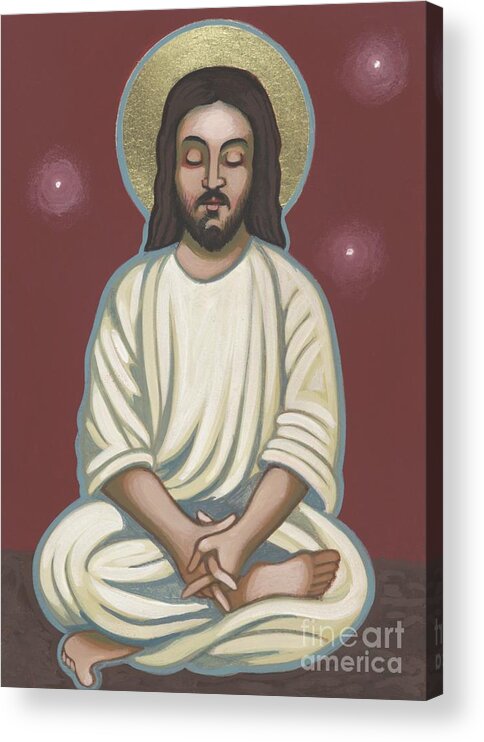 A Meditating Jesus? Father Bill Depicts Jesus In The Lotus Position Acrylic Print featuring the painting Jesus Listen and Pray 251 by William Hart McNichols