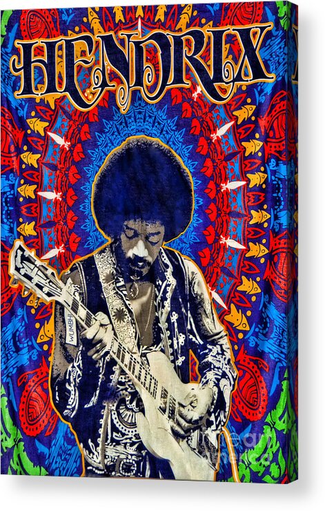 American Acrylic Print featuring the digital art Jimi Hendrix by Peter Dang