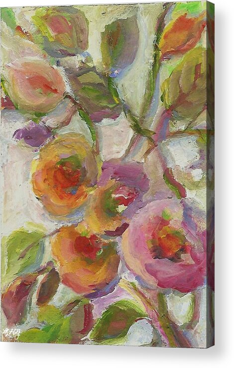 Floral Painting Acrylic Print featuring the painting Joy by Mary Wolf