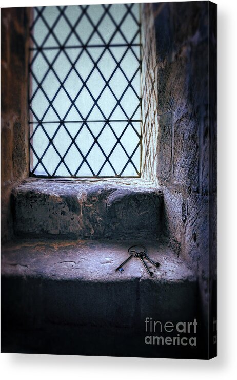 Window Acrylic Print featuring the photograph Keys on Stone Windowsill by Jill Battaglia