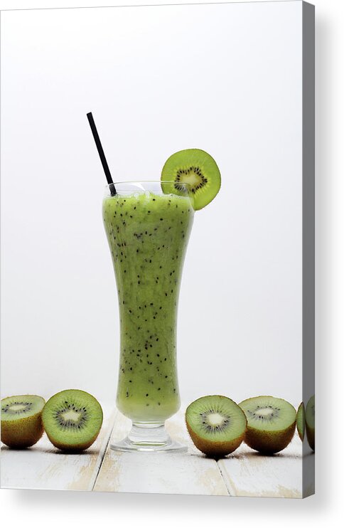 White Background Acrylic Print featuring the photograph Kiwi Shake by Retales Botijero