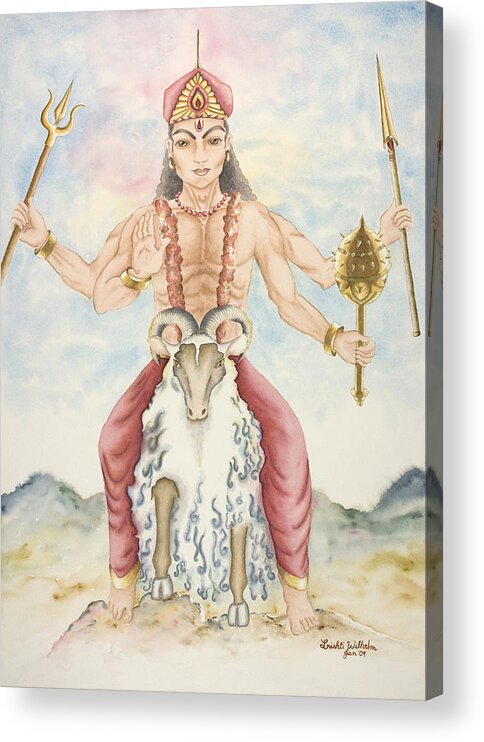 Vedic Astrology Acrylic Print featuring the painting Kuja Mars by Srishti Wilhelm