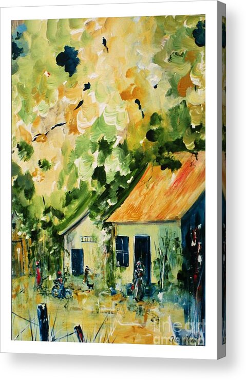 Green Acrylic Print featuring the painting La Ruche by Aline Halle-Gilbert
