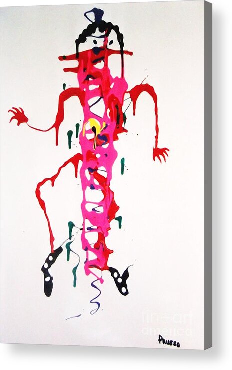 Abstract Acrylic Print featuring the painting Lady in Red 1 by Thea Recuerdo