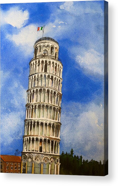 Leaning Tower Acrylic Print featuring the painting Leaning Tower of Pisa by Michal Madison
