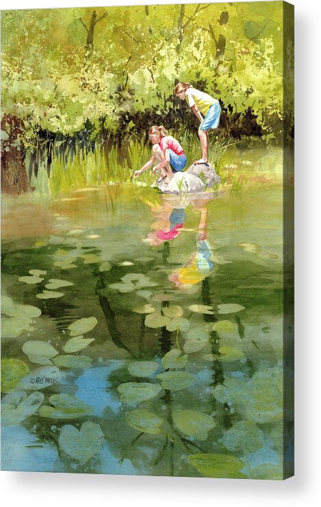 Kris Parins Acrylic Print featuring the painting Lessons of the Lake by Kris Parins