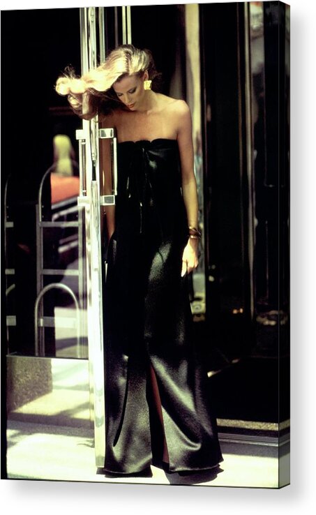 Beauty Acrylic Print featuring the photograph Lisa Taylor Wearing A Black Gown by Arthur Elgort