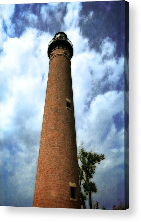 Lighthouse Acrylic Print featuring the painting Little Sable Point Light 2.0 by Michelle Calkins