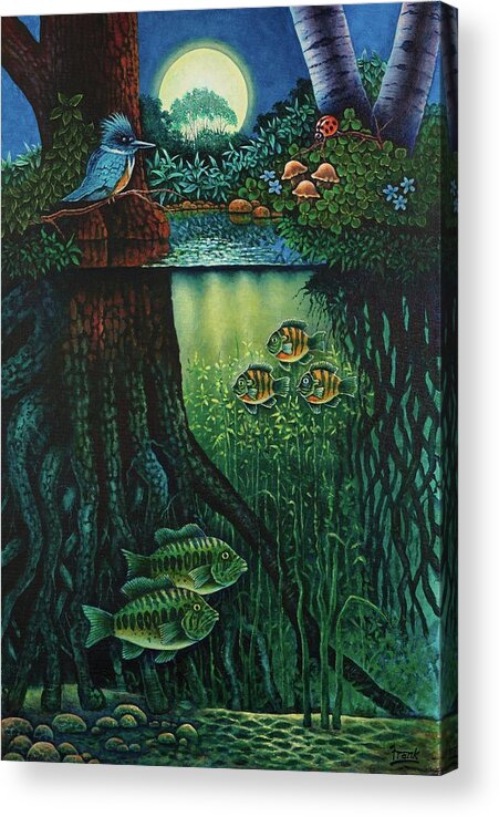 Fantasy Acrylic Print featuring the painting Little World Chapter Kingfisher by Michael Frank