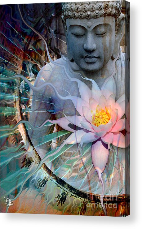 Buddha Acrylic Print featuring the painting Living Radiance by Christopher Beikmann