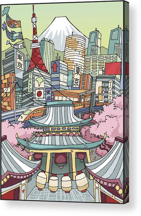 Palace Acrylic Print featuring the drawing Love Tokyo by Malombra76