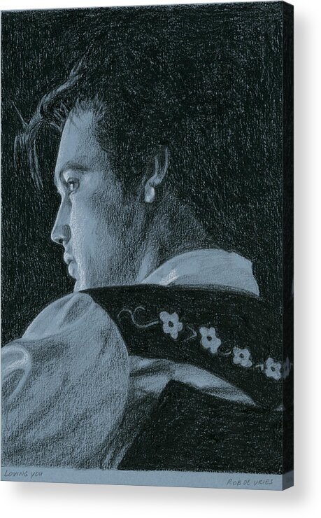 Elvis Acrylic Print featuring the drawing Loving You by Rob De Vries
