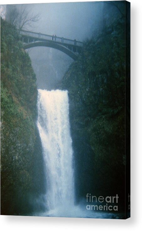 Bridge Acrylic Print featuring the photograph Lower Multnomah Falls Through the Mist by Rick Bures