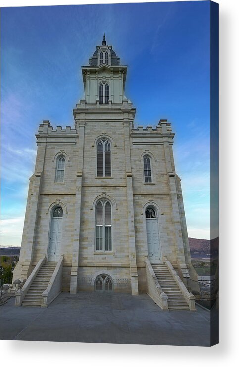Manti Temple Acrylic Print featuring the photograph Manti Temple East Side by David Andersen