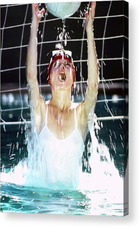 Health Acrylic Print featuring the photograph Melanie Cain Playing Water Volleyball by Jacques Malignon