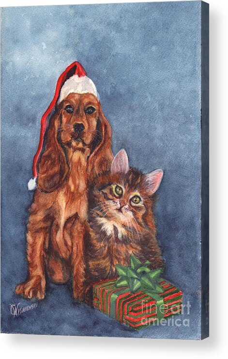 Watercolor Greeting Card Acrylic Print featuring the painting Merry Christmas by Carol Wisniewski