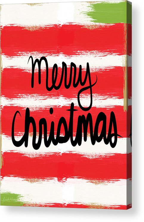 Christmas Card Acrylic Print featuring the mixed media Merry Christmas- Greeting Card by Linda Woods