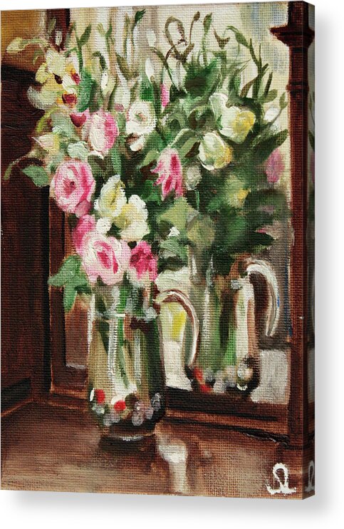 Flowers Acrylic Print featuring the painting Mirror by Sarah Lynch