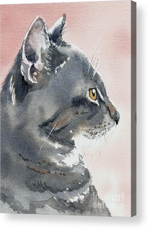 Watercolor Acrylic Print featuring the painting Misty in Profile by Lynn Babineau