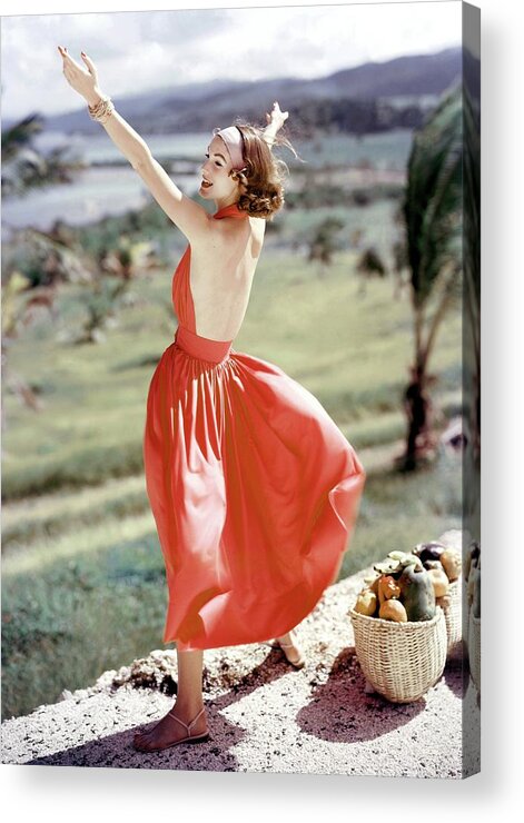 One Person Acrylic Print featuring the photograph Model Wearing Sundress by Frances McLaughlin-Gill