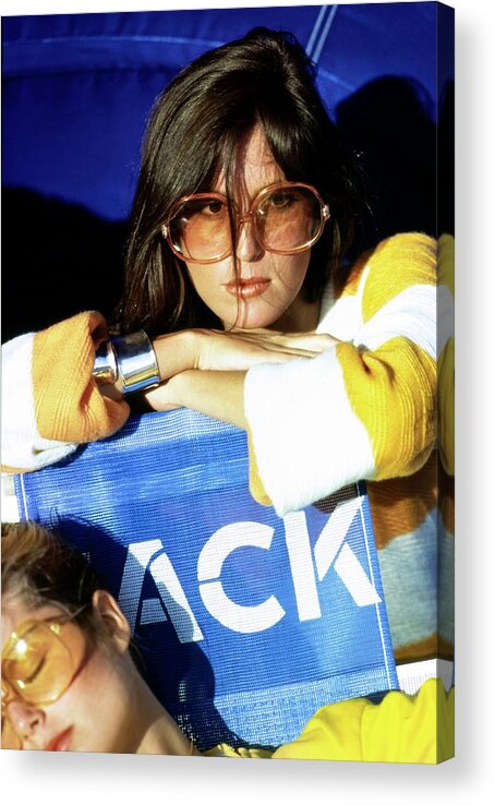 Fashion Acrylic Print featuring the photograph Models Wearing Colored Sunglasses by Arthur Elgort