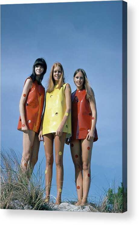 Fashion Acrylic Print featuring the photograph Models Wearing Rudi Gernreich Dresses by William Connors