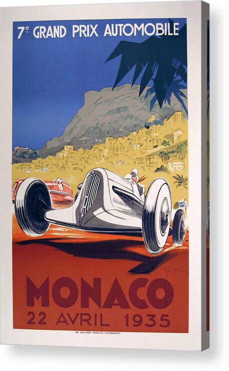 F1 Acrylic Print featuring the digital art Monaco Grand Prix 1935 by Georgia Clare