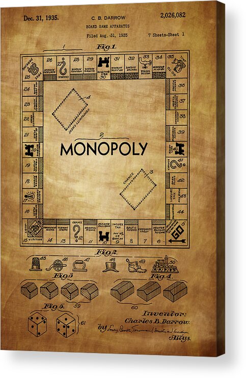 Monopoly Acrylic Print featuring the photograph Monopoly Patent 1935 by Chris Smith