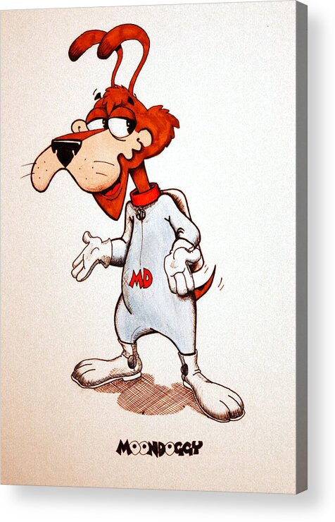 Cartoon Acrylic Print featuring the drawing MoonDoggy by William Gambill