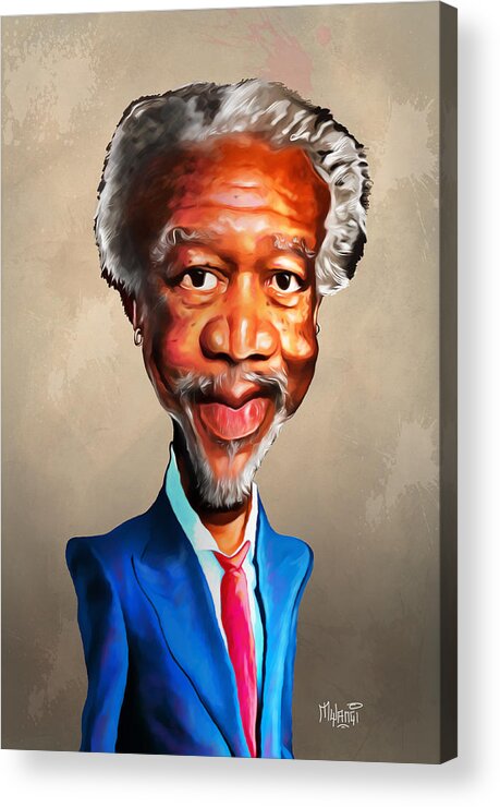 Movie Acrylic Print featuring the painting Morgan Freeman by Anthony Mwangi