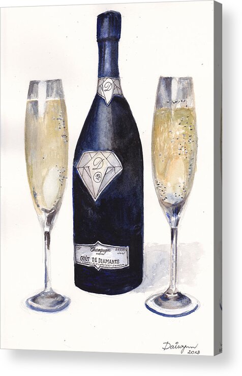 Champagne Acrylic Print featuring the painting Most expensive champagne in the world by Dai Wynn