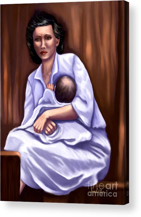 Portraits Acrylic Print featuring the painting Mother in Distress by Sena Wilson