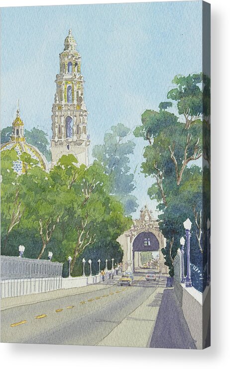 Museum Acrylic Print featuring the painting Museum of Man Balboa Park by Mary Helmreich