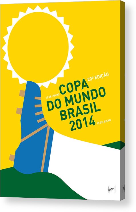 Brazil Acrylic Print featuring the digital art My 2014 World Cup Soccer Brazil - Rio Minimal Poster by Chungkong Art