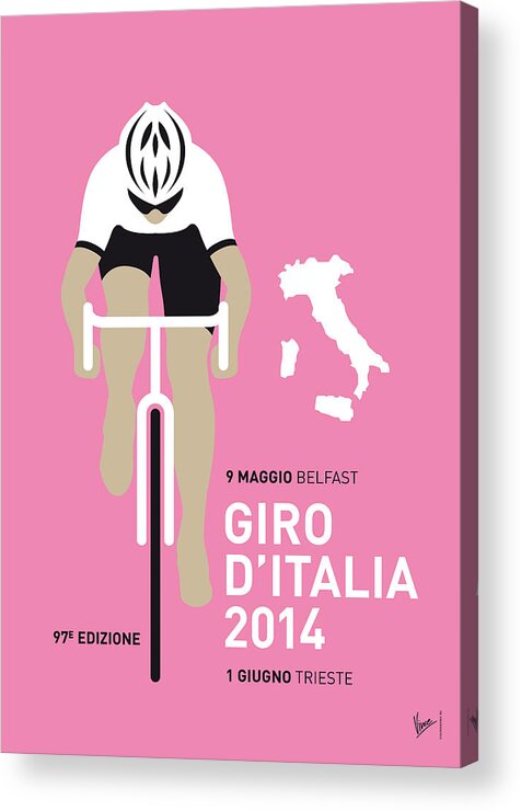 Minimal Acrylic Print featuring the digital art My Giro D Italia Minimal Poster 2014 by Chungkong Art