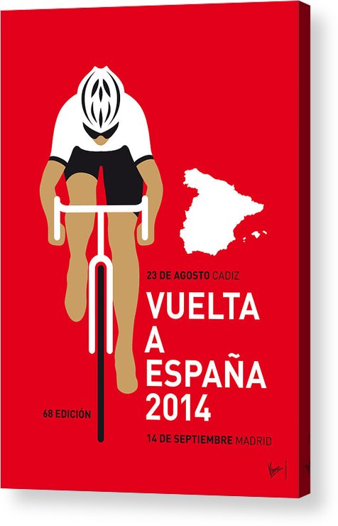 Minimal Acrylic Print featuring the digital art My Vuelta A Espana Minimal Poster 2014 by Chungkong Art