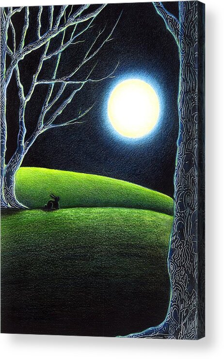 Bunny Acrylic Print featuring the drawing Mystery's Silence and Wonder's Patience by Danielle R T Haney