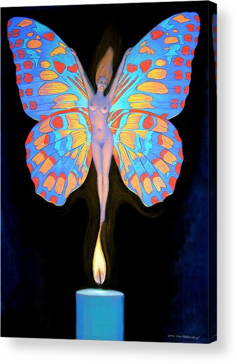 Symbolic Acrylic Print featuring the painting Naked Butterfly Lady Transformation by Sue Halstenberg