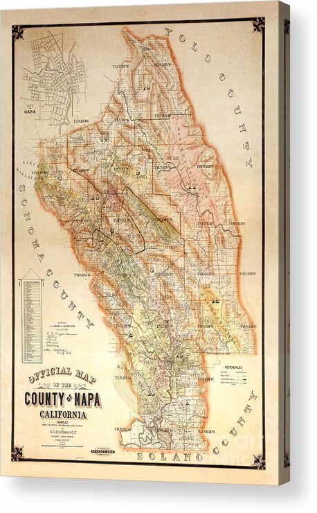 Napa Valley Map Acrylic Print featuring the photograph Napa Valley Map 1895 by Jon Neidert