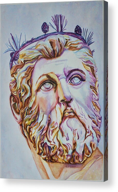 Statue Acrylic Print featuring the painting Neptune by Christiane Kingsley