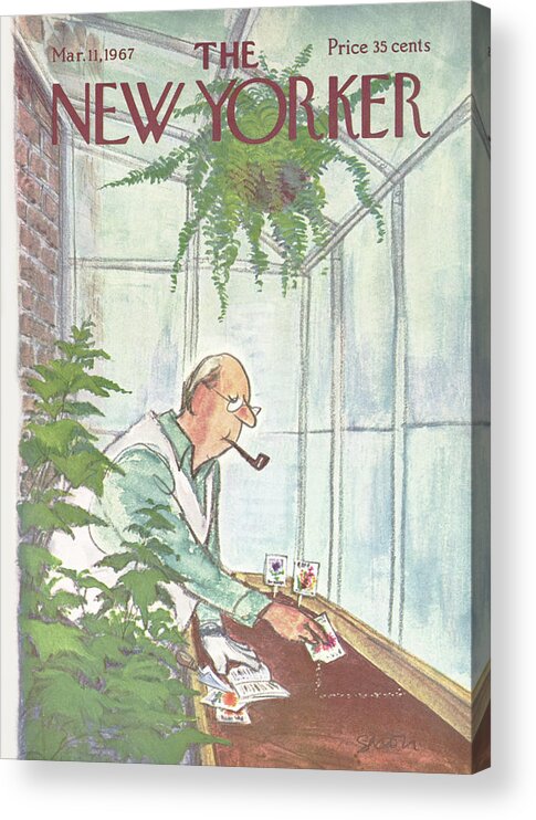 Gardening Acrylic Print featuring the painting New Yorker March 11th, 1967 by Charles Saxon