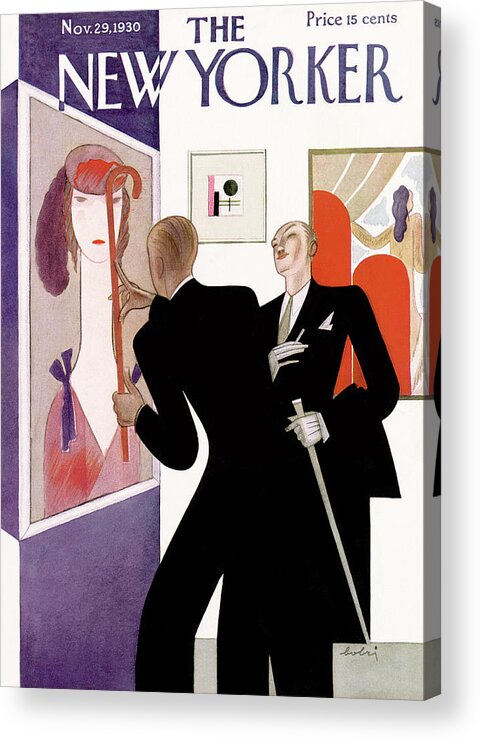 Fine Art Gallery Painting Critic Critique Fashion Portrait Deco Artist Sophistication Victor Bobritsky Vbo Artkey 48249 Acrylic Print featuring the painting New Yorker November 29th, 1930 by Victor Bobritsky
