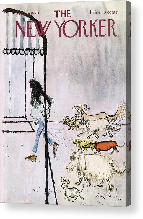 Animals Acrylic Print featuring the painting New Yorker September 19th, 1970 by Ronald Searle