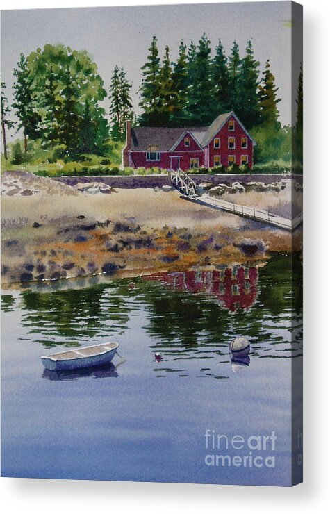 Pine Trees Acrylic Print featuring the painting Newagen Dingy by Karol Wyckoff