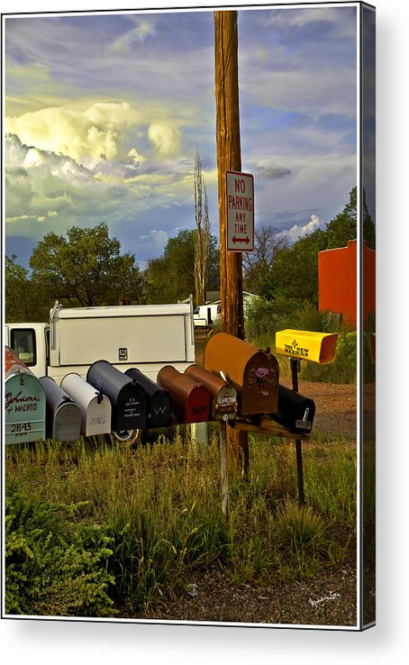 Mailboxes Acrylic Print featuring the photograph No Parking Anytime 2 by Madeline Ellis