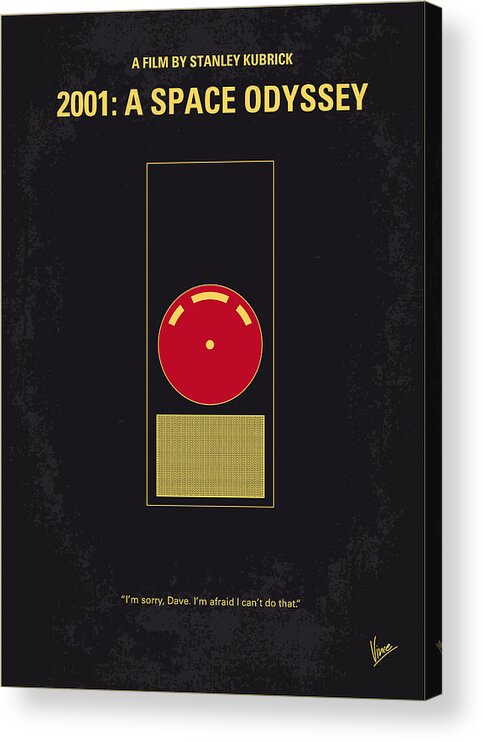 2001 A Space Odyssey Acrylic Print featuring the digital art No003 My 2001 A space odyssey 2000 minimal movie poster by Chungkong Art