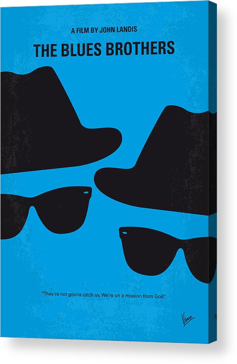 Blues Acrylic Print featuring the digital art No012 My blues brother minimal movie poster by Chungkong Art