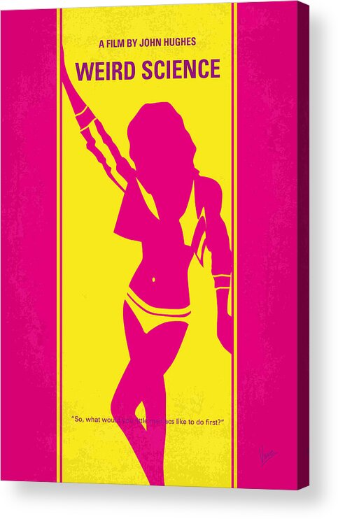 Weird Science Acrylic Print featuring the digital art No106 My Weird science minimal movie poster by Chungkong Art