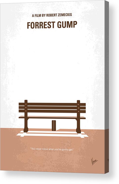 Forrest Gump Acrylic Print featuring the digital art No193 My Forrest Gump minimal movie poster by Chungkong Art